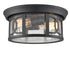 Industrial 3-Light Glass Flush Mount Ceiling Light,Matte Black Finish